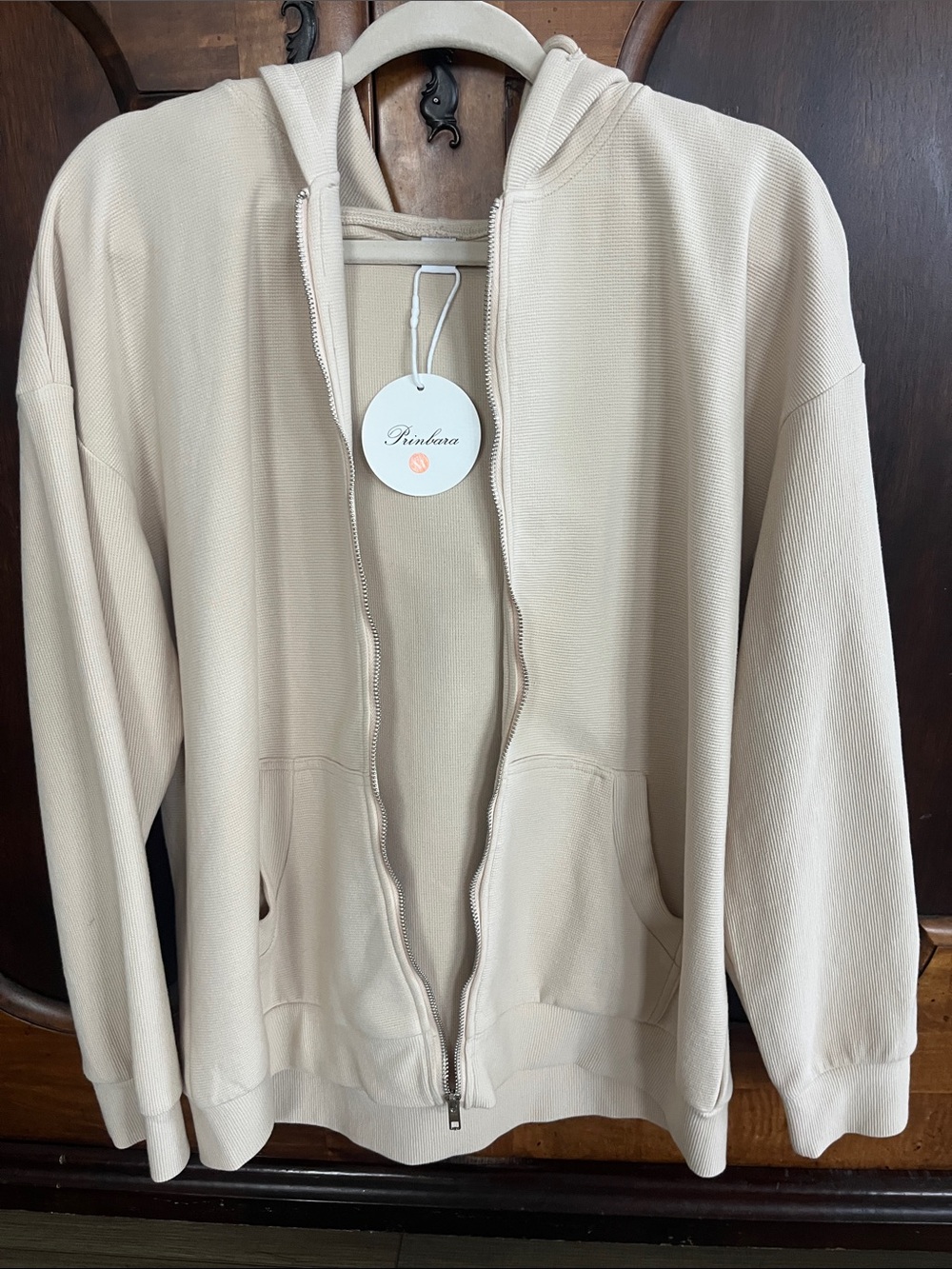 Women's Cream Zip Hoodie Jacket